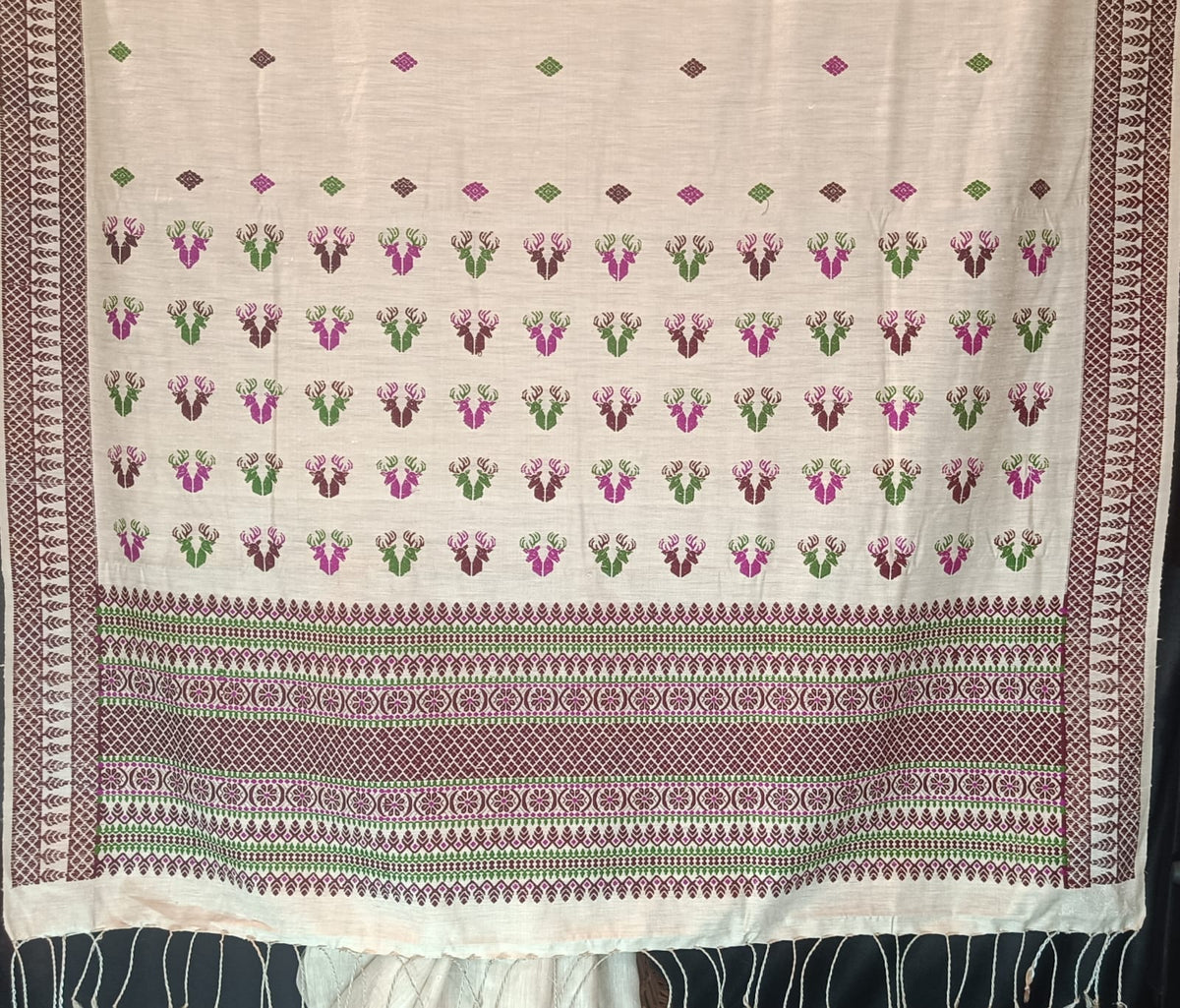 Shop Assam Silk Saree online – Side view showing Eri woven border