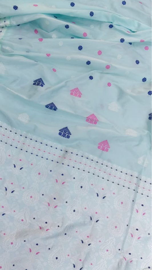 Shop Assam Silk Saree online – side drape showing smooth silk texture