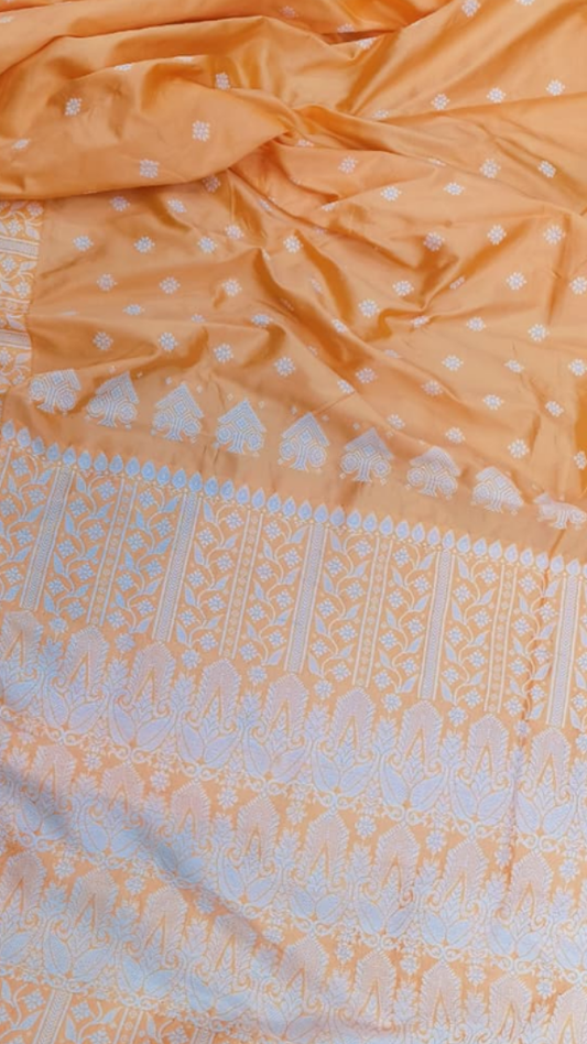 Shop Assam Silk Saree online – side drape showing smooth silk texture
