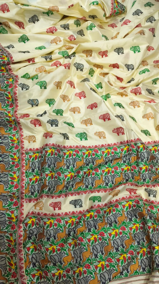 Shop Assam Silk Saree online – side drape showing soft silk texture