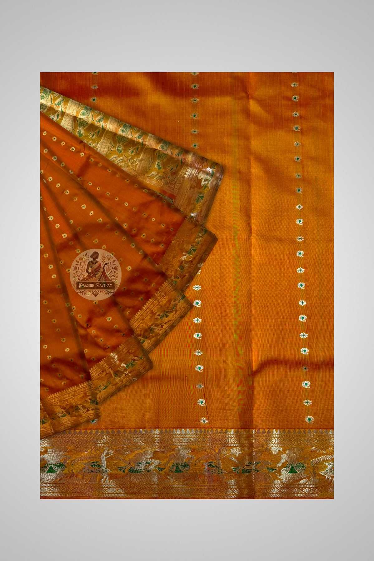 Shop Bengal Silk Saree online – Pallu laid flat with ornate details