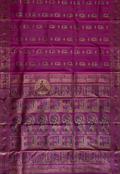 Handloom Swarnachari pure silk saree with golden zari motifs 