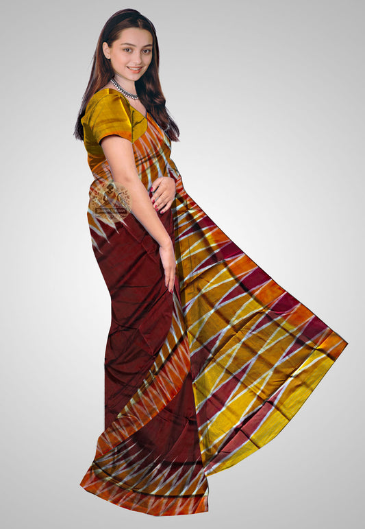 Buy Luxury Silk Kotki Saree Online – Side pose showing flowing silk