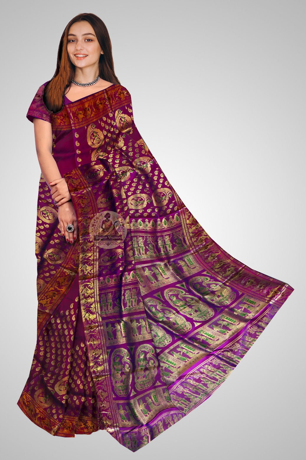 Swarnachari Pure Silk Saree as a luxury gift – handloom Bengal heritage, delivered to Mumbai and Delhi