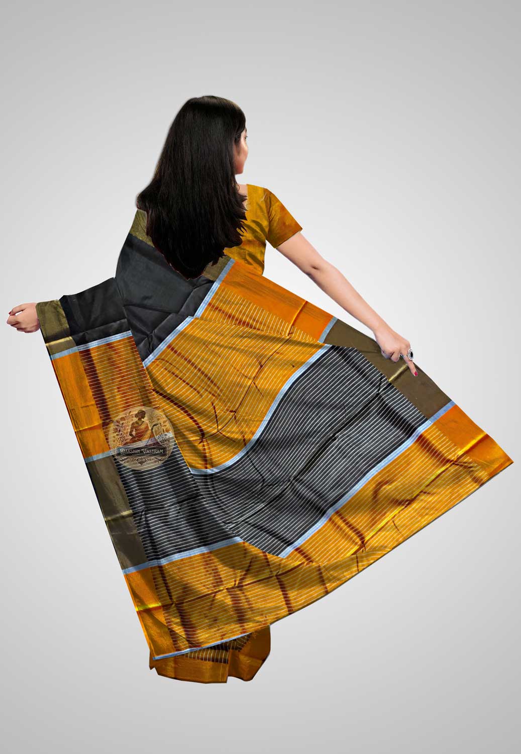 Explore Pure Silk Sarees – Rear view showing pallu design