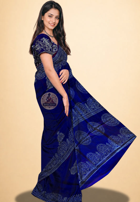 Bishnupur Pure Katan Silk Saree side view – dense twisted-thread Katan silk drape with extraordinary natural lustre, perfect for Indian weddings in Bakersfield