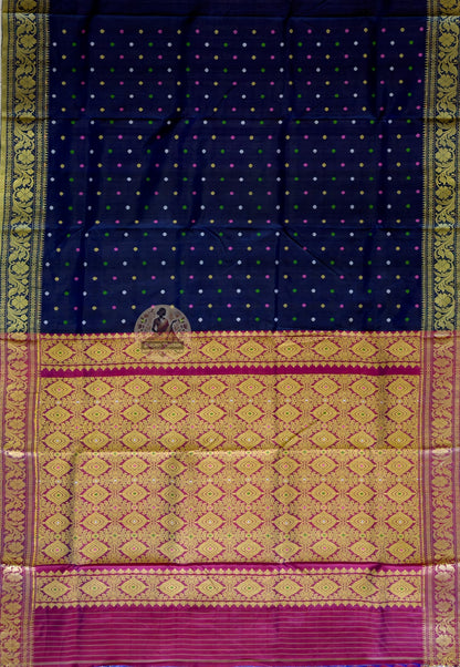 Full view of Bishnupuri pure katan silk saree in complete drape – the heirloom Bengal handloom that makes every woman feel she has arrived, for Diwali, weddings and galas worldwide