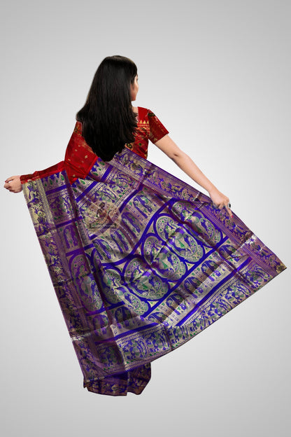 Dakshin Vastram Swarnachari Pure Silk Saree for Navratri – vibrant festive gold, delivered to Hyderabad and Bengaluru