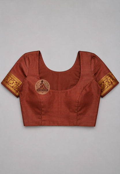 Matching blouse of Bishnupuri pure katan silk saree – dense handwoven Bengal katan silk with traditional woven cultural motif detailing, premium women's ethnic wear for celebrations