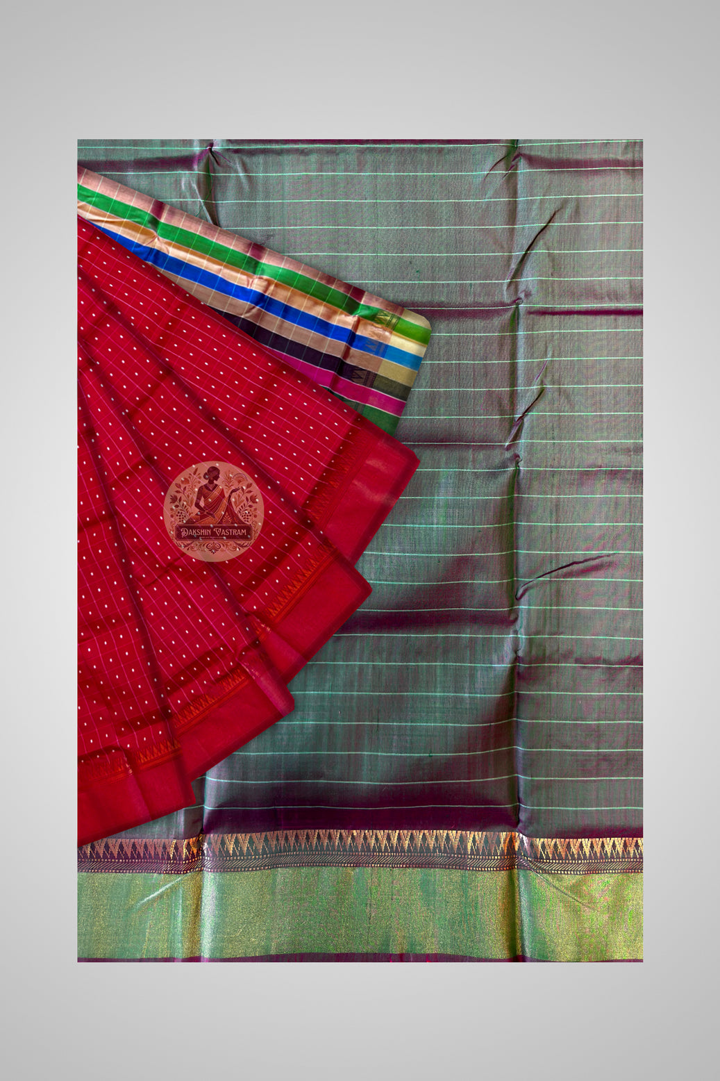 Buy Handloom Bishnupur Silk Saree online – Close-up of Bindu Booti weaving