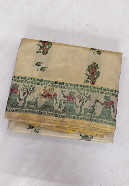 Handwoven pure silk Baluchari saree with precision motif work — South Asian bridal and formal occasion wear