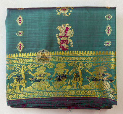 Baluchari saree full view – flat layout display