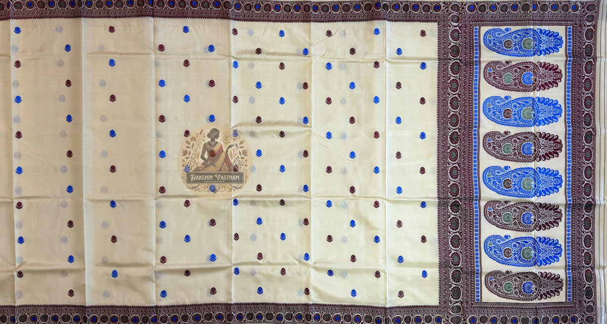 Lustrous Baluchari silk saree in celadon green with figurative weave panels and heritage West Bengal craftsmanship