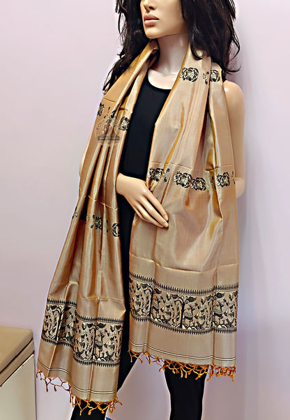 Shop Handloom Silk Stole – Detailed weave and fabric finish