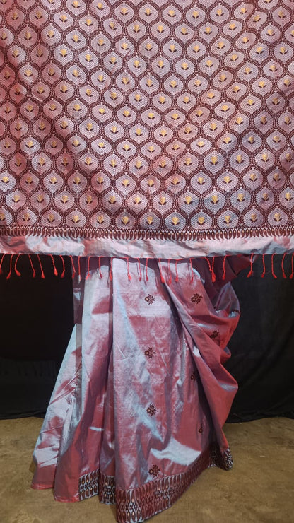 Shop Traditional Silk Saree – View of saree with stitched blouse