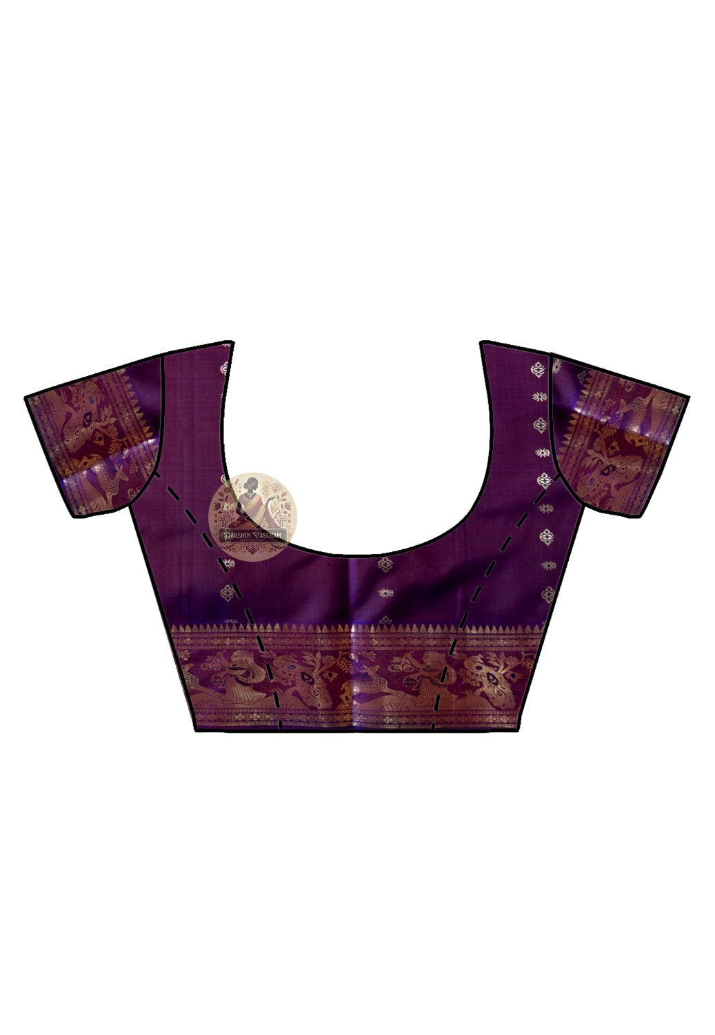 Intricate gold motif detailing on handloom Swarnachari pure silk saree border and pallu