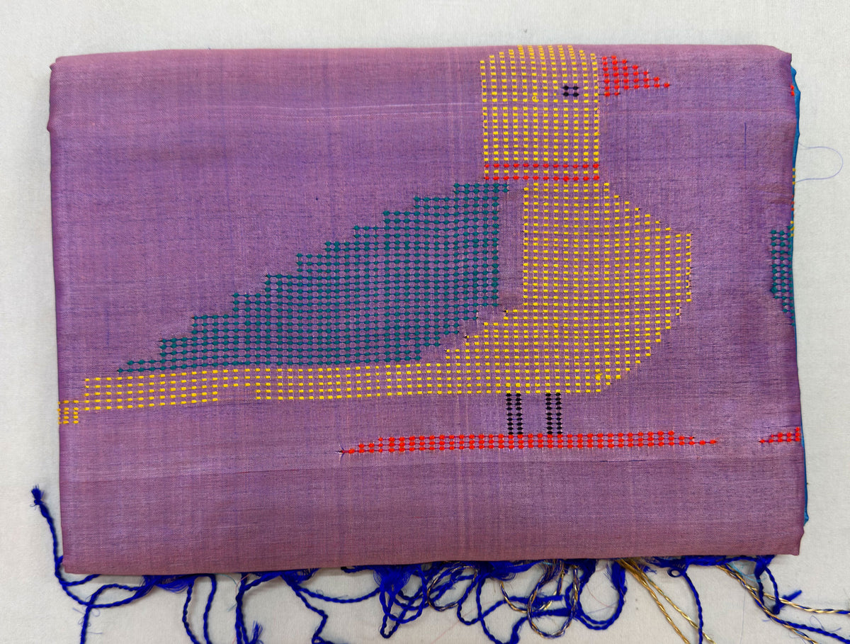 Shop Tussar Silk Saree online – Full saree laid flat display