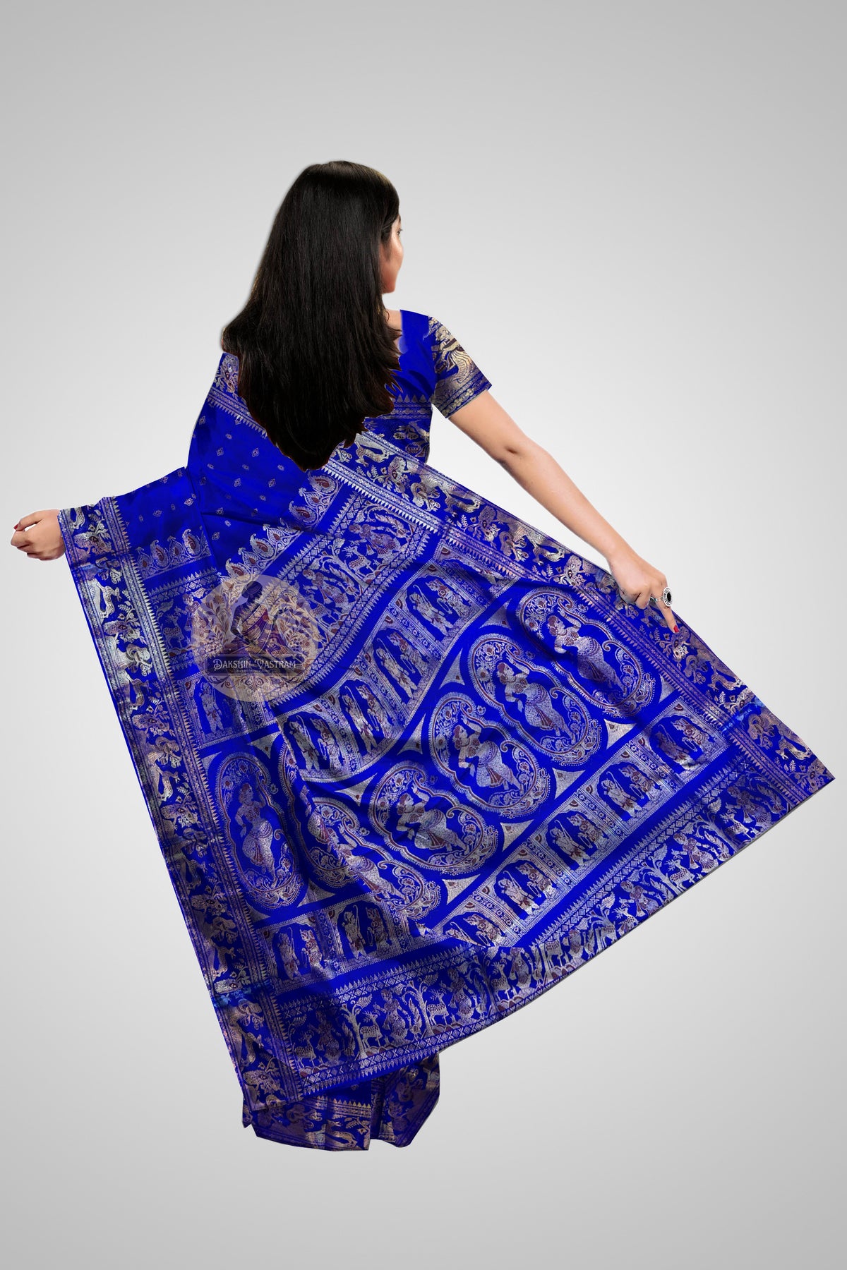 Buy Swarnachari Mulberry Silk Saree – Rear view with grand pallu