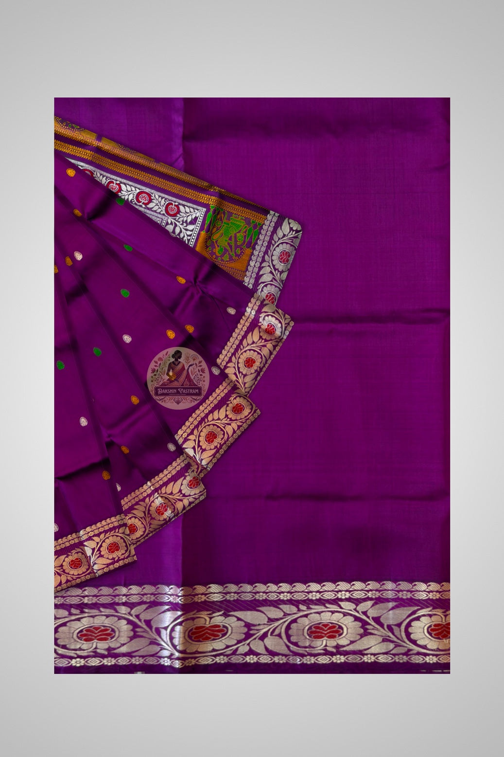 Premium Baluchari saree in indigo with West Bengal heritage narrative weave and gold pallu