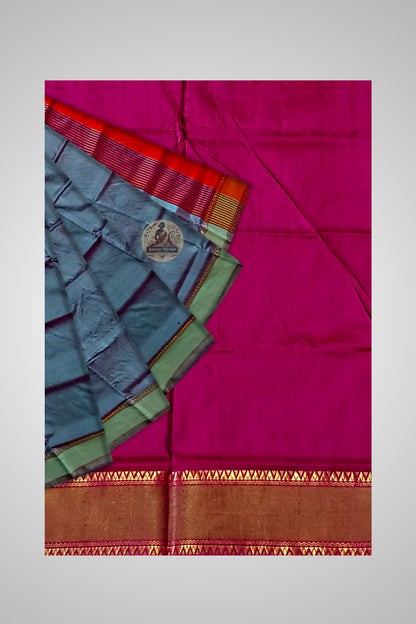 Shop Elegant Zari Par Saree online – Close view of zari detailing