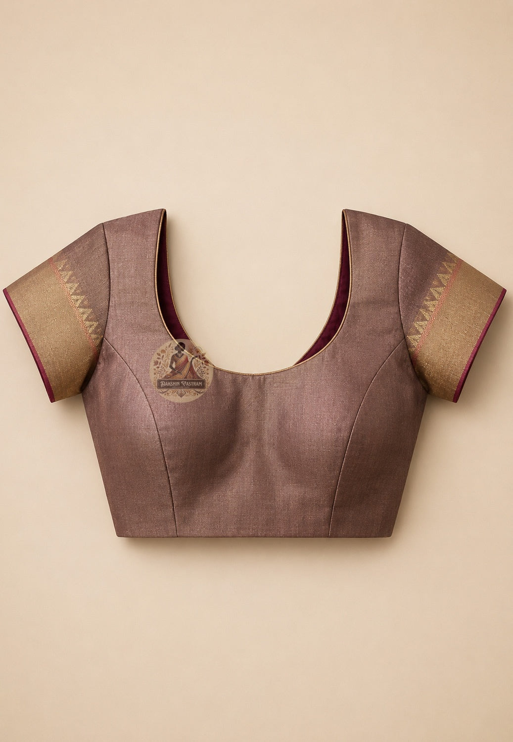 Matching unstitched blouse piece of Bishnupur Katan silk saree in pure handloom Katan silk with border trim, included with saree for tailoring — same natural lustre as the saree