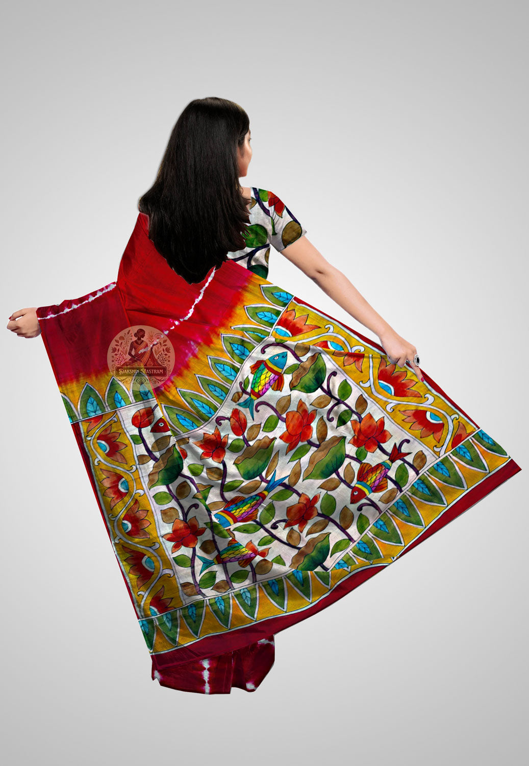 Rear profile of Pure Silk Saree – Graceful pallu styling