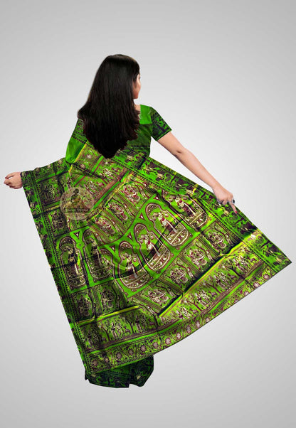 Luxurious pure silk saree with smooth and shimmering texture