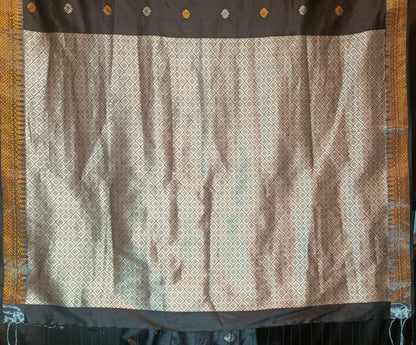 Buy Mulberry Assam Silk Saree – Rear angle with elegant drape