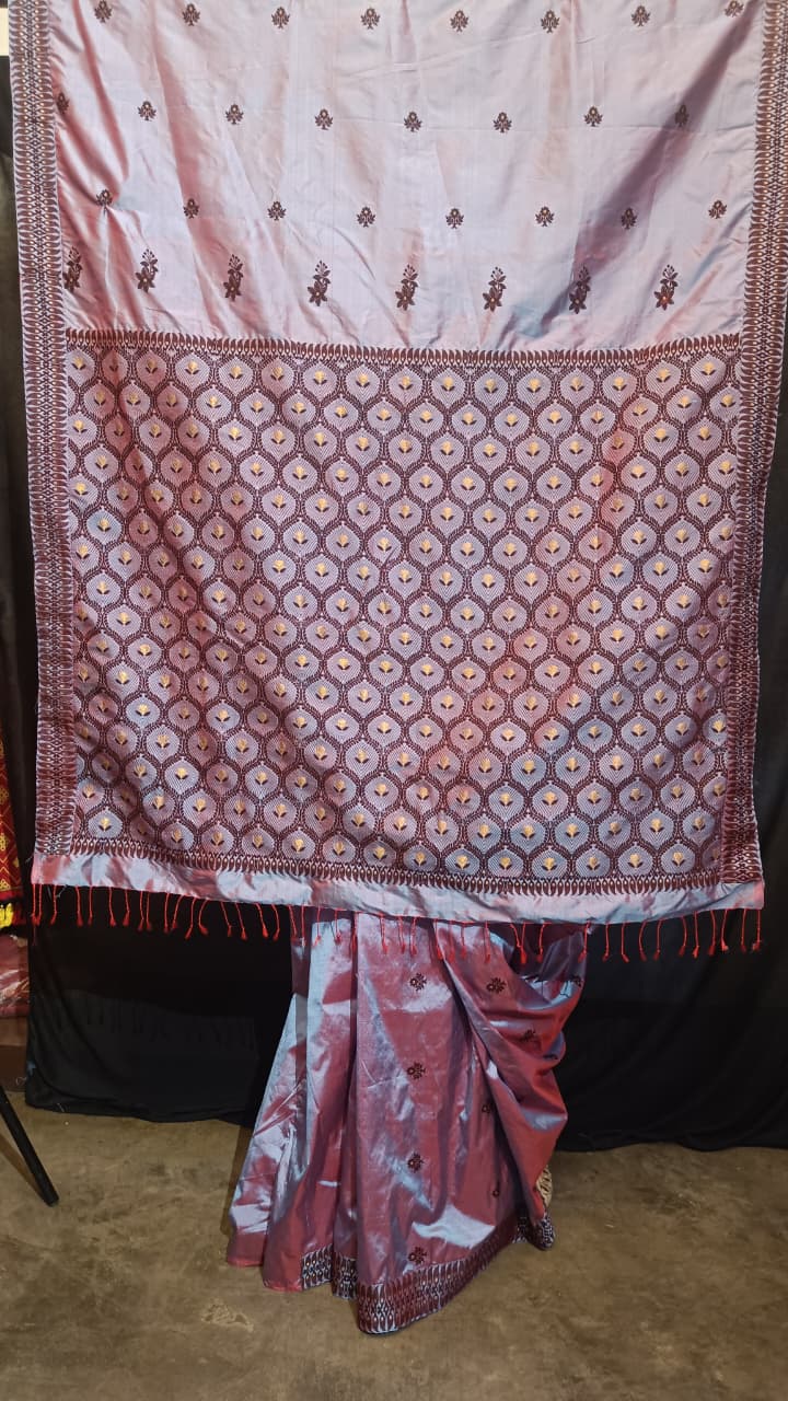 Assam Silk Saree – Mulberry Silk with Stitched Border