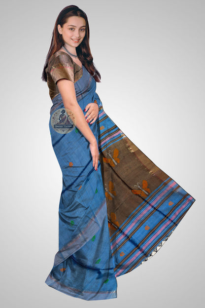 Shop Tussar Silk Saree online – Side view showing natural silk texture