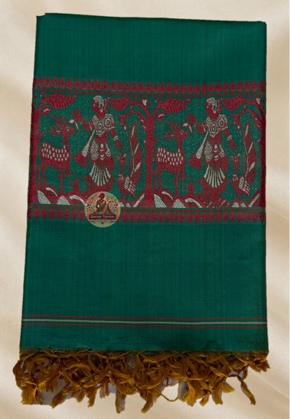 Handwoven Baluchari silk stole supporting Bengal's master weavers – authentic Indian craft available online across Glasgow and the UK