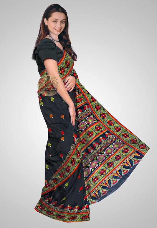 Pure Silk Saree from India – Side angle showing weave texture
