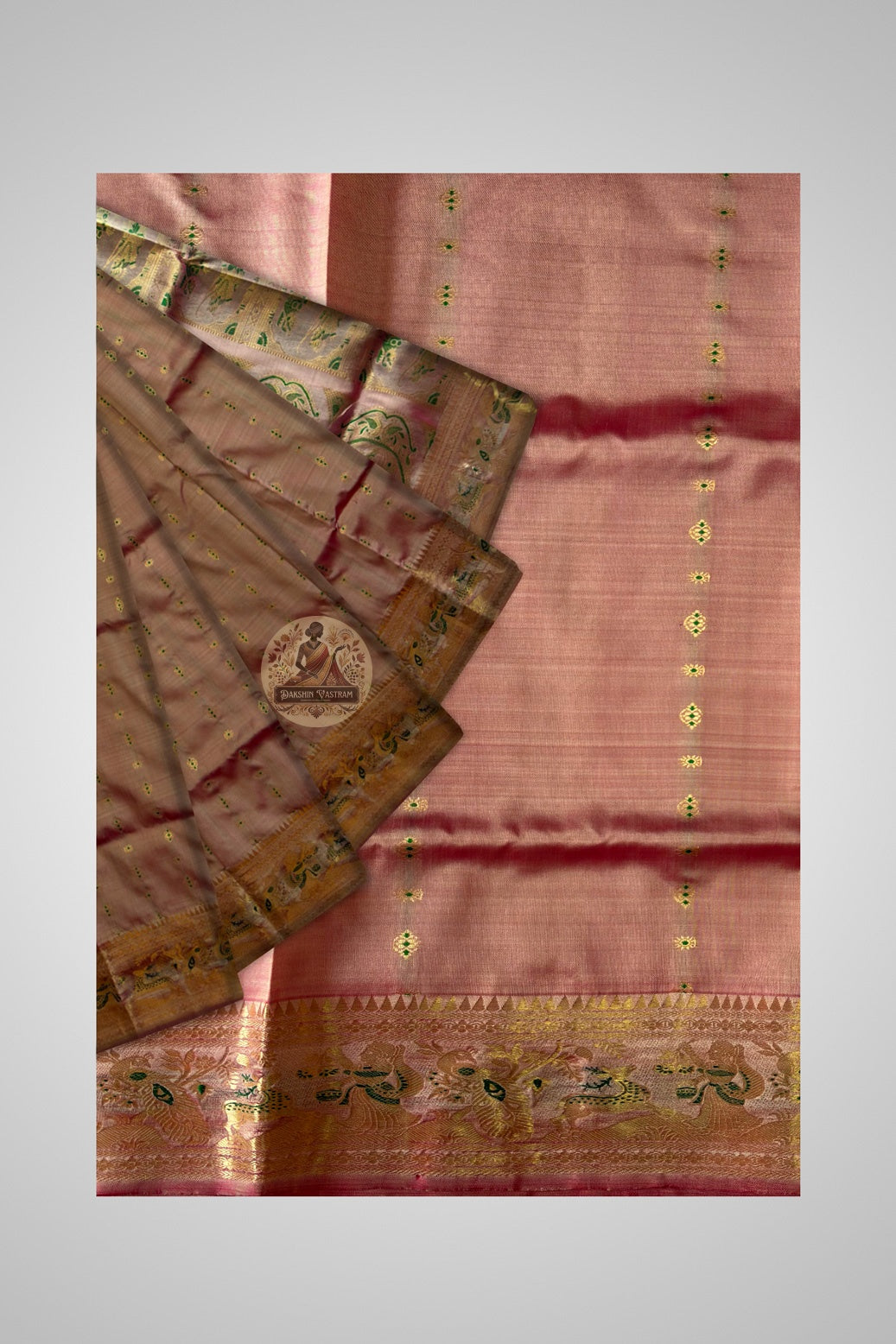 Bengal master weaver Swarnachari Silk Saree with natural-dyed silk and golden zari – delivered to Pune and Gurgaon