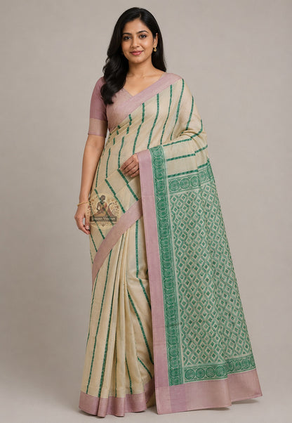 Tussar silk saree in deep autumn harvest gold full drape, handwoven from wild silk of Jharkhand and West Bengal — Dakshin Vastram seasonal collection