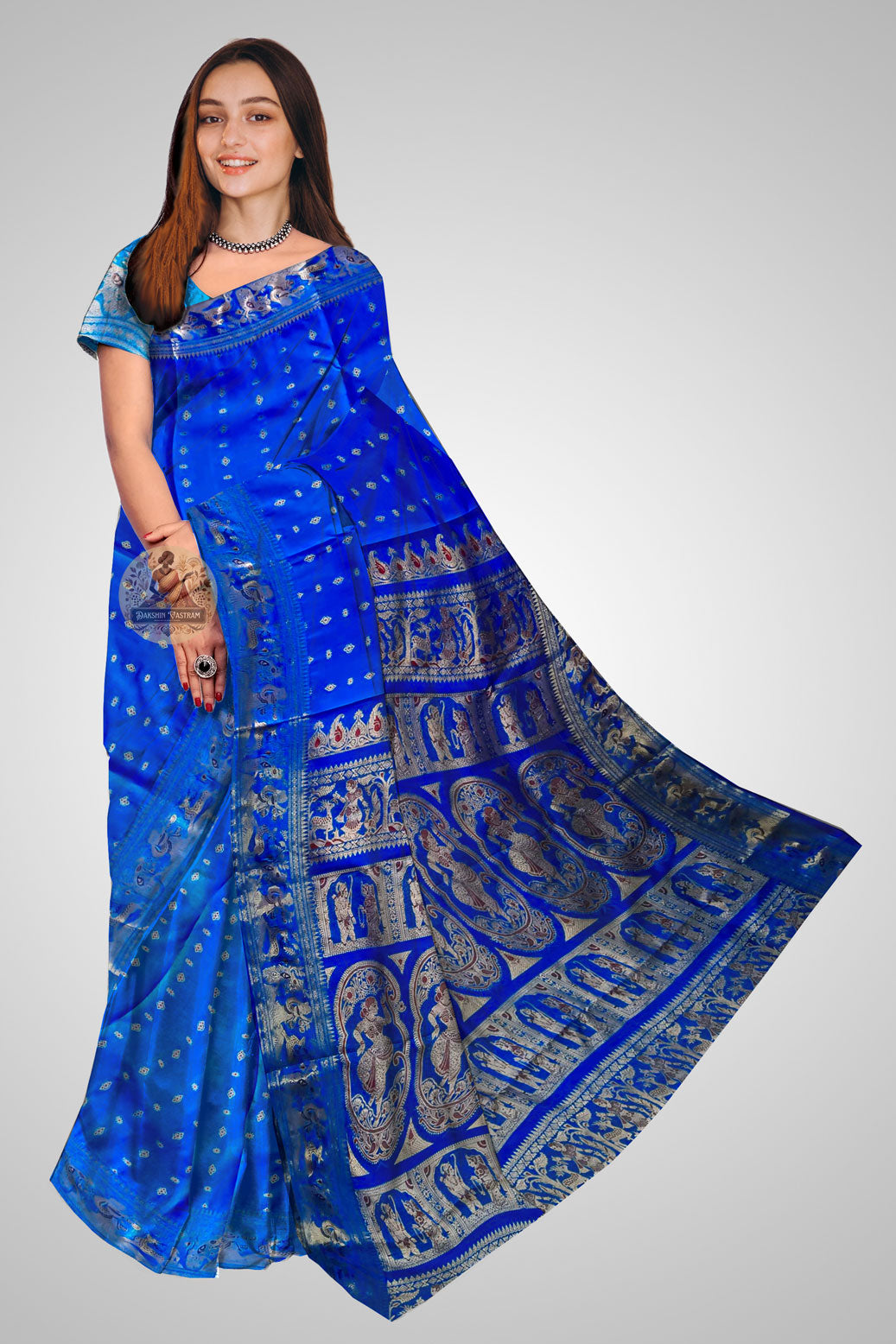 Buy Swarnachari Pure Silk Saree online – Front view showcasing zari designs