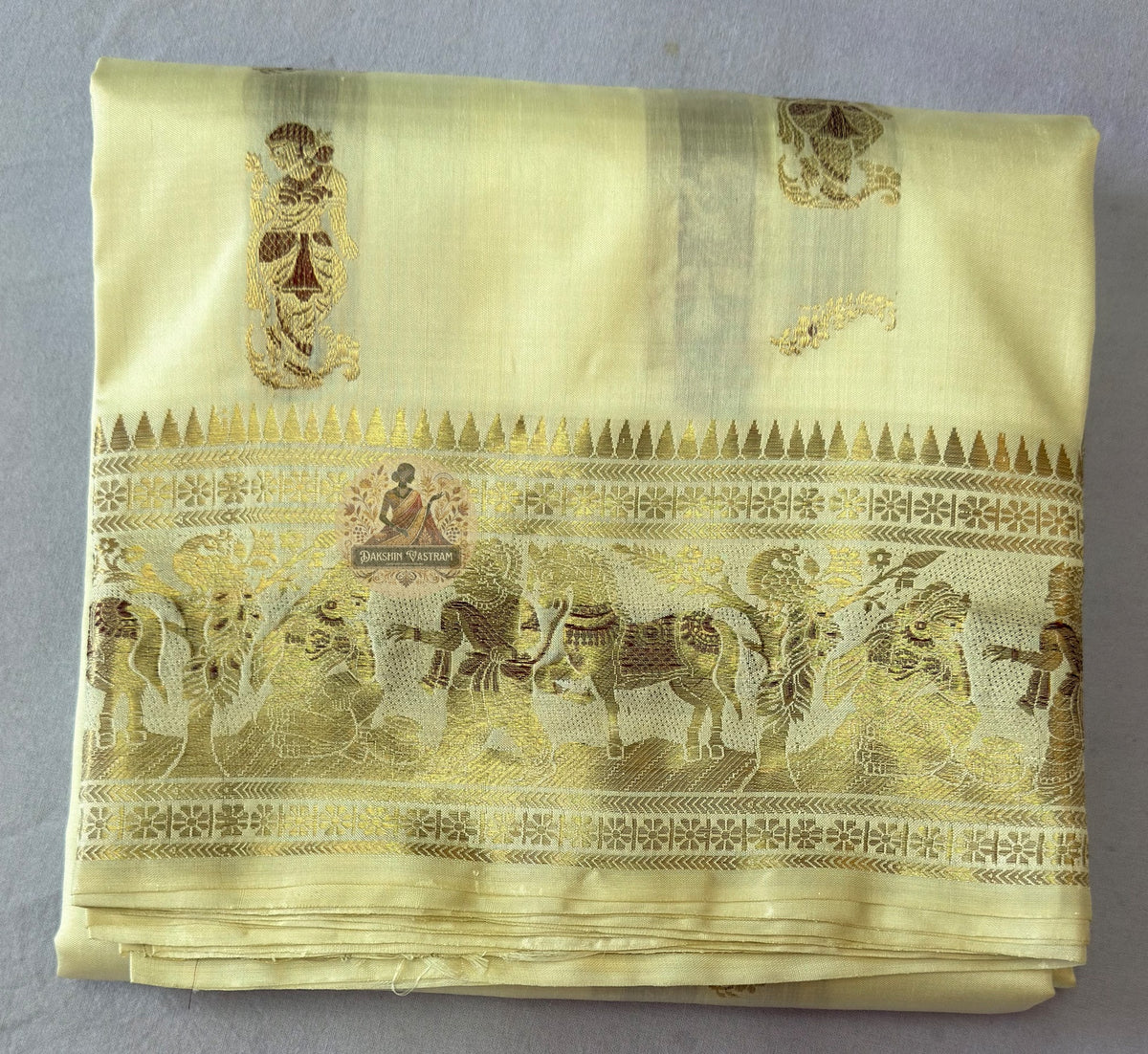 Buy Swarnachari Pure Silk Saree online – entry-level handloom gold silk, delivered across India by Dakshin Vastram
