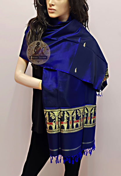 Buy Authentic Silk Stole – Styled view with matching blouse