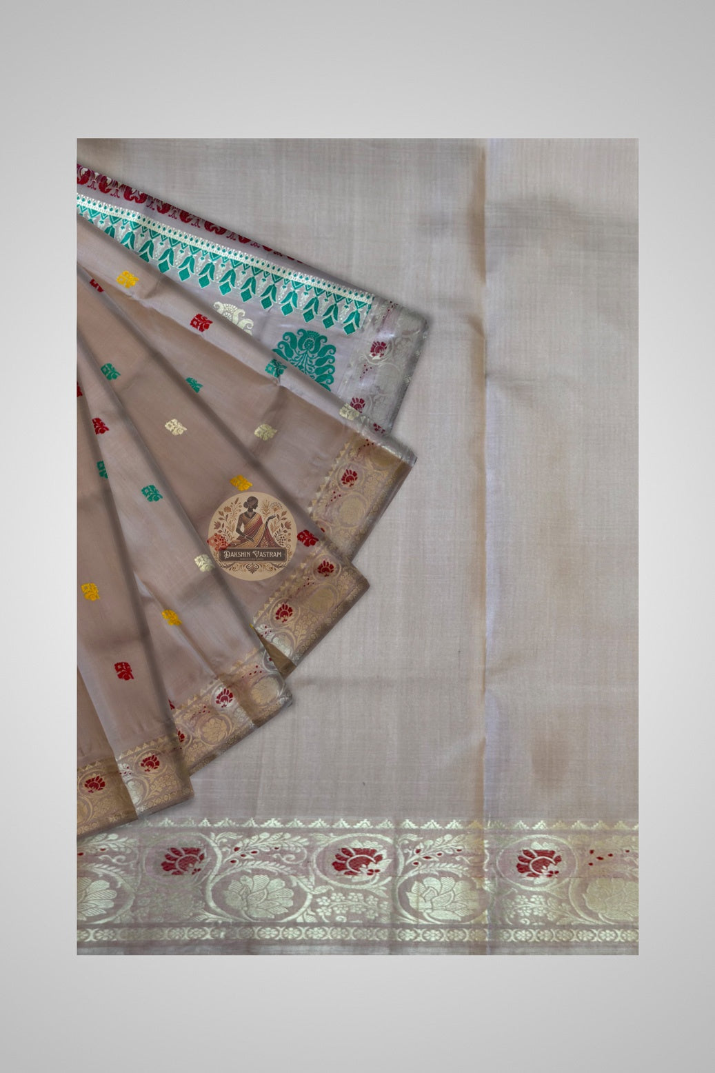Classical woven border of Bishnupur Baluchari saree with repeating figurative strip in contrasting Mulberry Silk thread