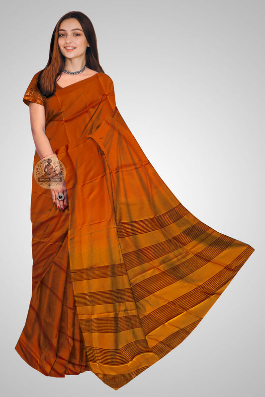 Shop Pure Silk Jori Par Saree online – Front view with zari work