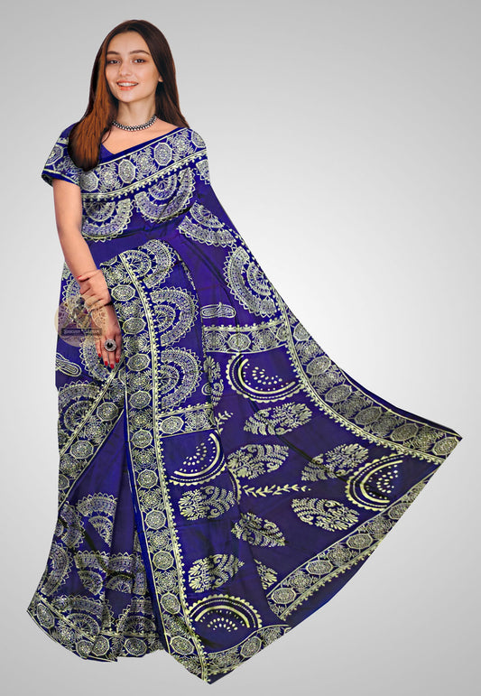 Traditional Pure Silk Saree – Draped front view in heritage weave