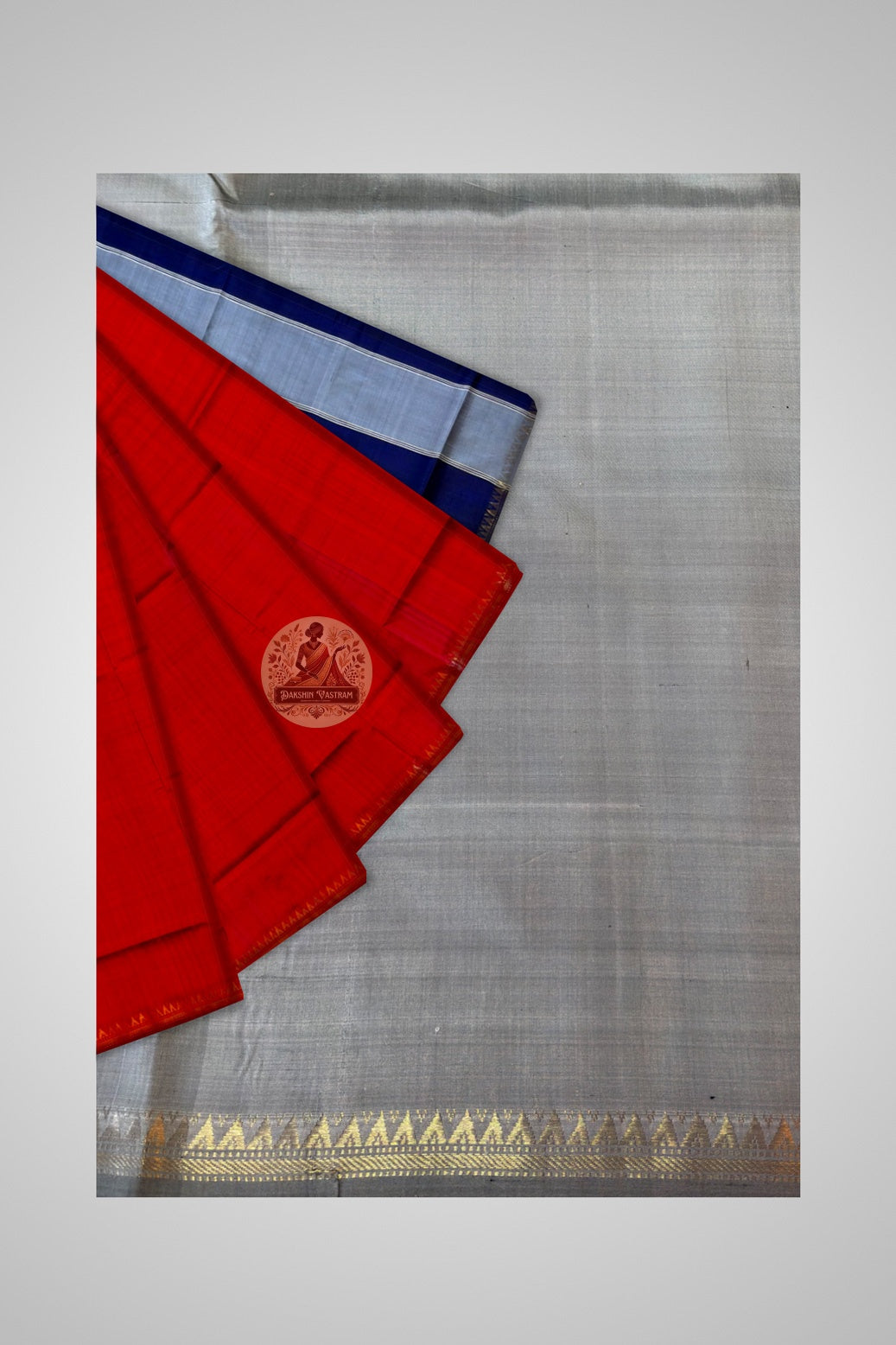 Heritage handwoven silk saree with Baluchari-inspired border – ideal for festive occasions