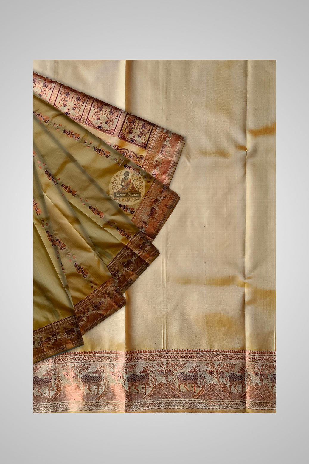 Buy Pure Silk Saree online – Close-up showing texture and golden motif work
