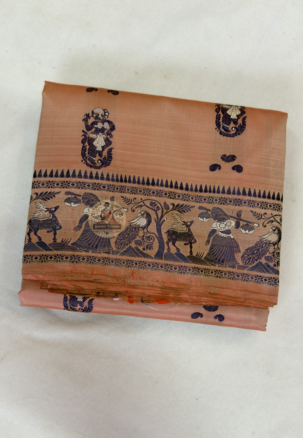 Pure silk Baluchari saree with mythological narrative weave — South Asian bridal and occasion wear