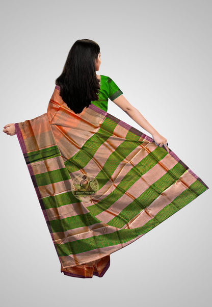 Explore Traditional Sarees Online – Rear angle with flowing pallu