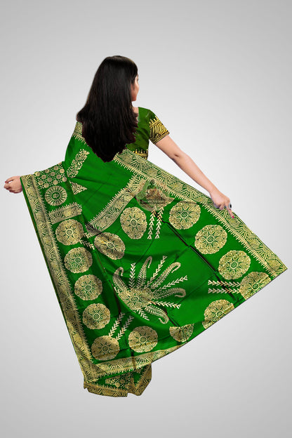 Buy Indian Katan Silk Saree – Rear view featuring traditional craftsmanship