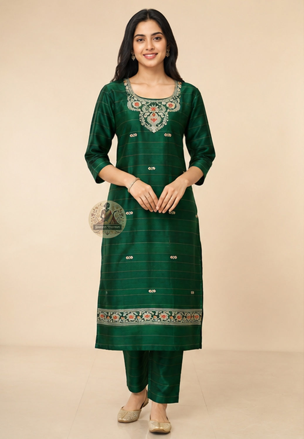 Handwoven Baluchari Silk Kurti Piece – Unstitched Fabric for Festive & Ceremonial Wear