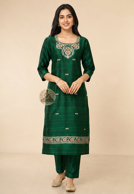 Handwoven Baluchari Silk Kurti Piece – Unstitched Fabric for Festive & Ceremonial Wear