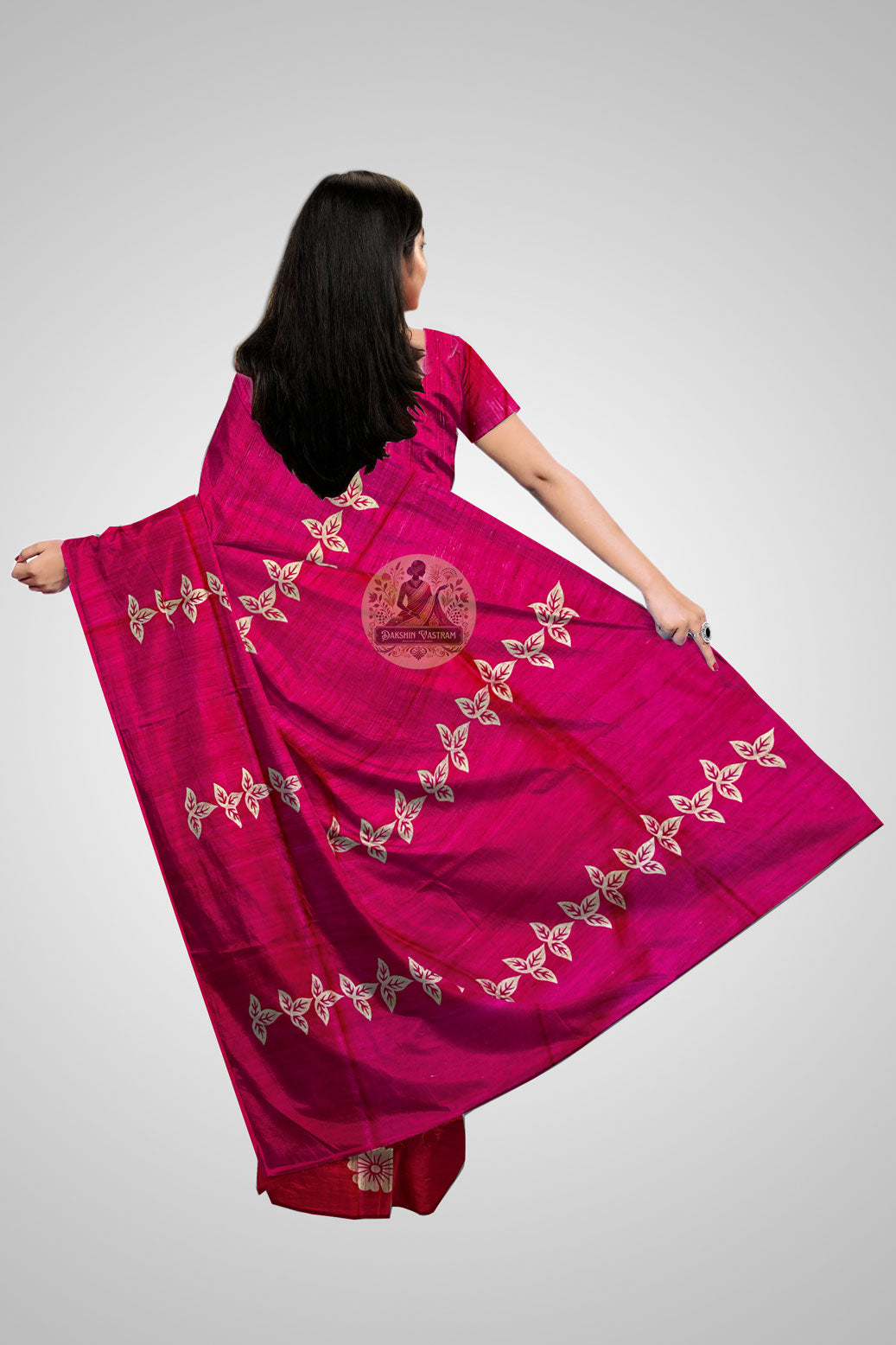 Explore Tussar Silk Sarees – Rear view highlighting pallu design