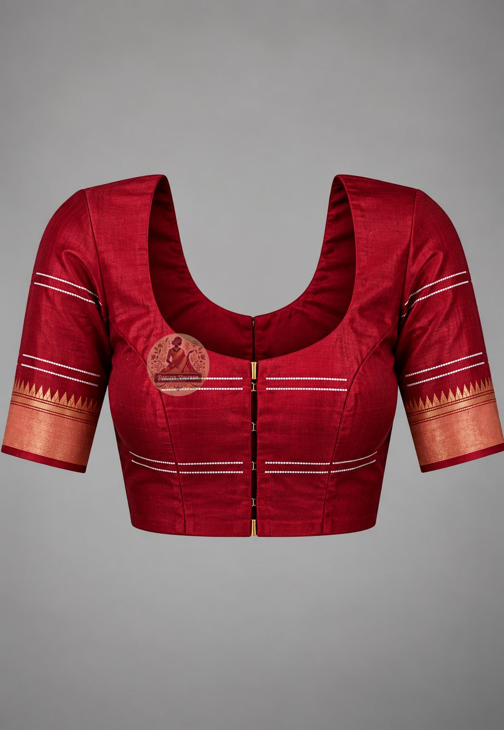 Matching blouse piece included with Bishnupur Katan silk handloom saree, pre-matched and handwoven by artisan weavers in West Bengal