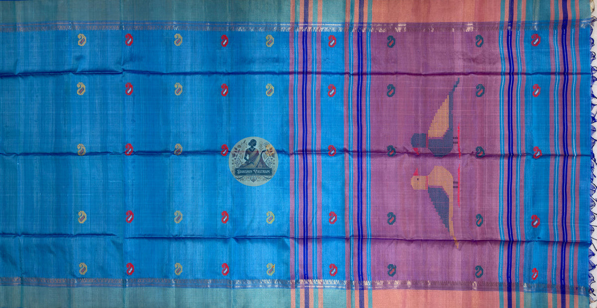 Buy Authentic Tussar Silk Saree online – Pallu design and weaving view